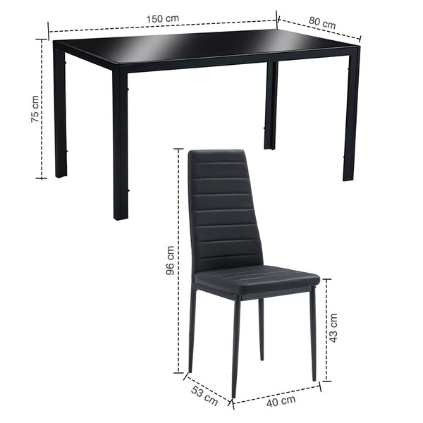 Mesa de Vidrio Negra 6 sillas