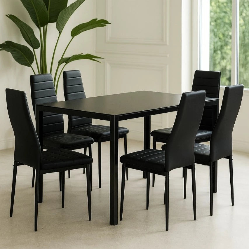 Mesa de Vidrio Negra 6 sillas