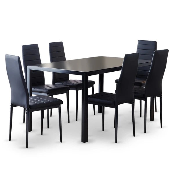 Mesa de Vidrio Negra 6 sillas